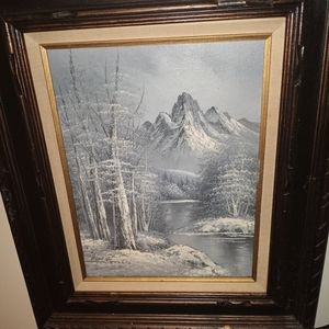 1970s"Antinio" oil painting winter wonderland.raised texture signed